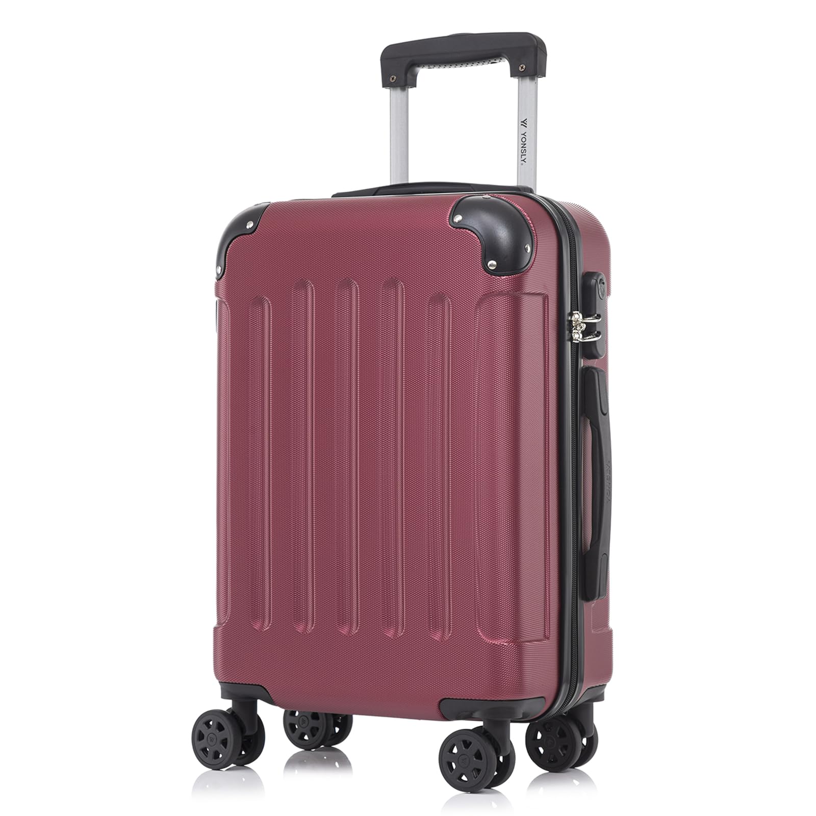 yonsly Koffer Suitcase, Trolley Reisekoffer, Rollkoffer Handgepäck mit 4 Rollen 360°, ABS Hartschalen, Sicherheitsschloss, Weicher Gummigriff, 210D-Futter