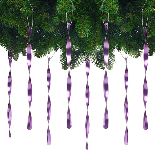 Miniatura 41 de AMS Adornos para árbol de Navidad, juego de 24 piezas de adornos de carámbanos retorcidos de aluminio para árbol de Navidad, fiesta de Año Nuevo