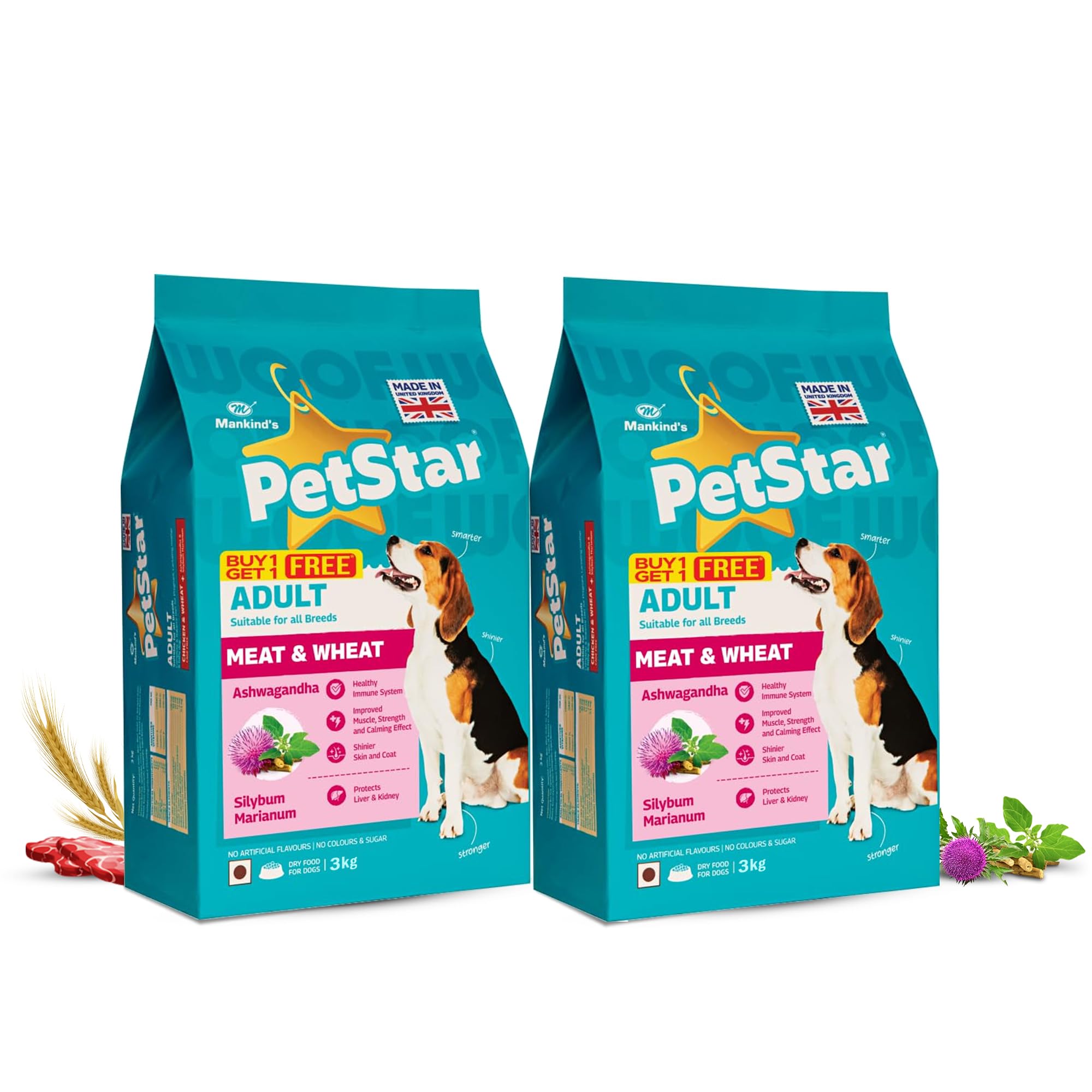 Mankind PetStar 3kg Adult Dry Dog Food (Buy 1 GET 1 Free) | Meat Flavour | Clinically Tested | Power of 20+ Ingredients (B0CT3SLTRG) Amazon Price History, Amazon Price Tracker