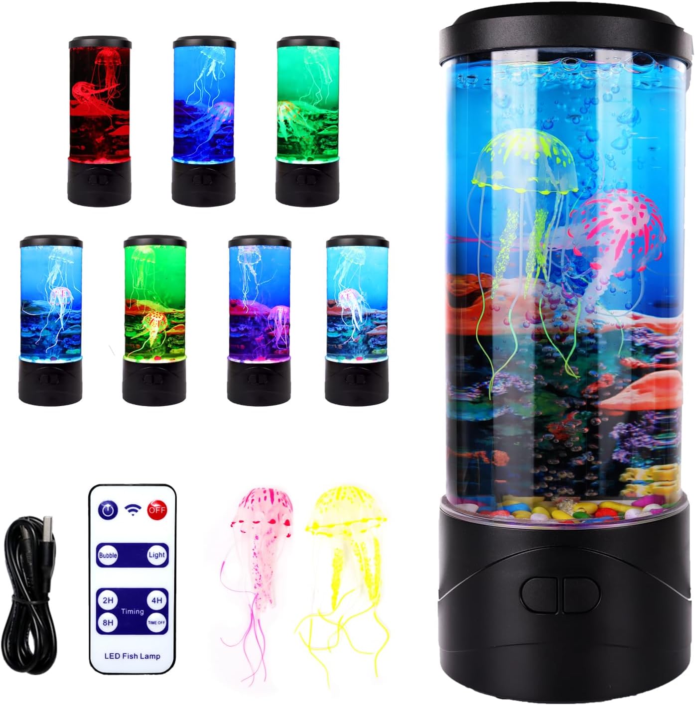 Bubble Jellyfish Lava Lamp 8 Color Changing LED Jellyfish Night Light