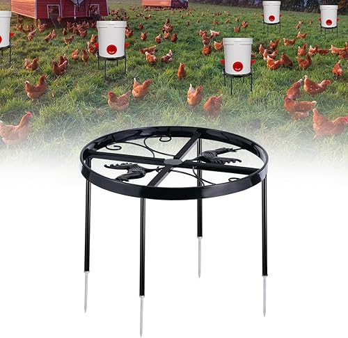 CareUToo Soporte de metal para bebedero de pollo, soporte para bebedero de pollos con 4 patas, soporte de hierro inoxidable para comedero de aves de