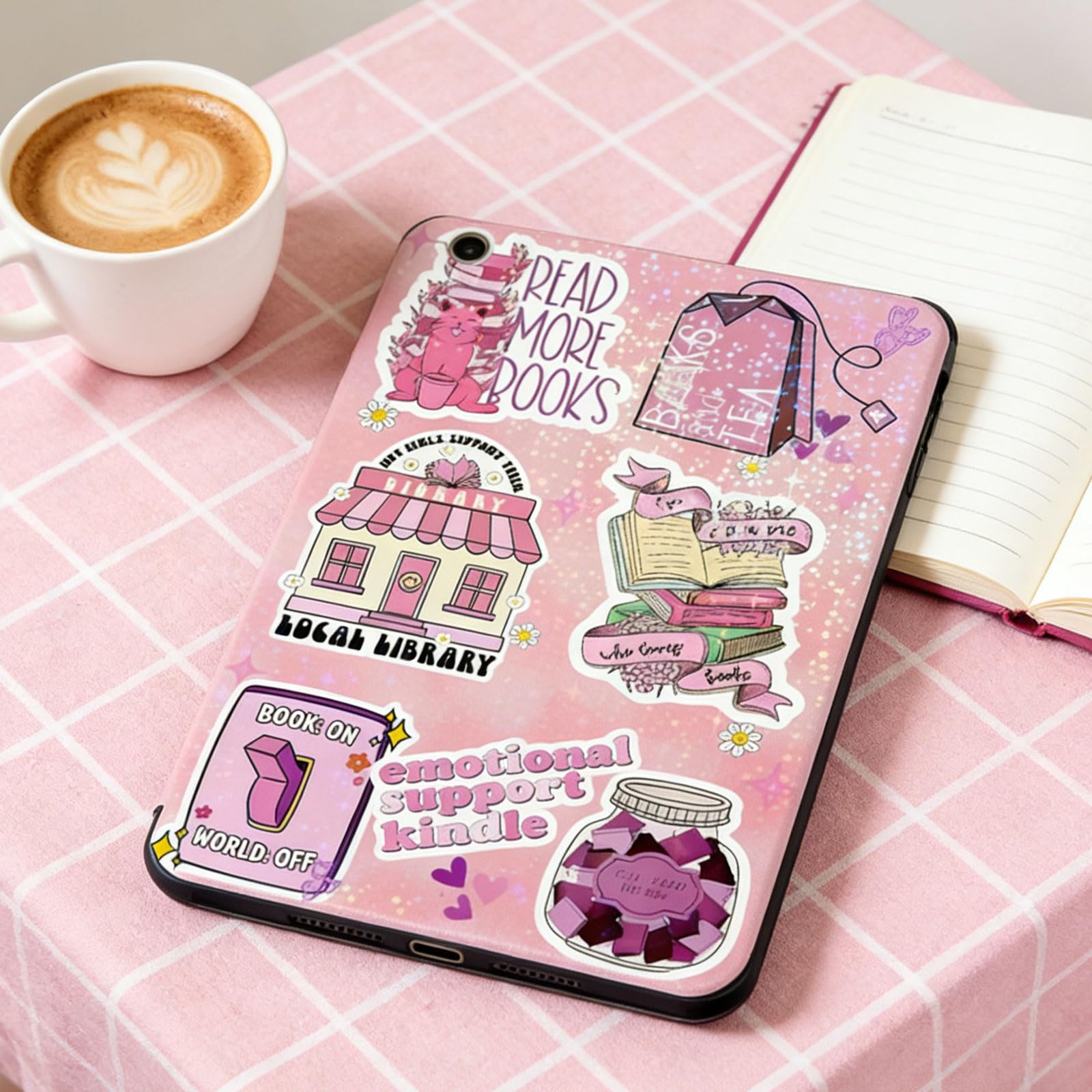 6Pcs Inserts Cardstock For Kindle Paperwhite Clear Case 2Pcs E-Reader Phone Charm Bracelets Decor For Women Reader Booklovers Pink Theme Inserts Valentine Gifts For Kindle 11-12Th Generation — view 6