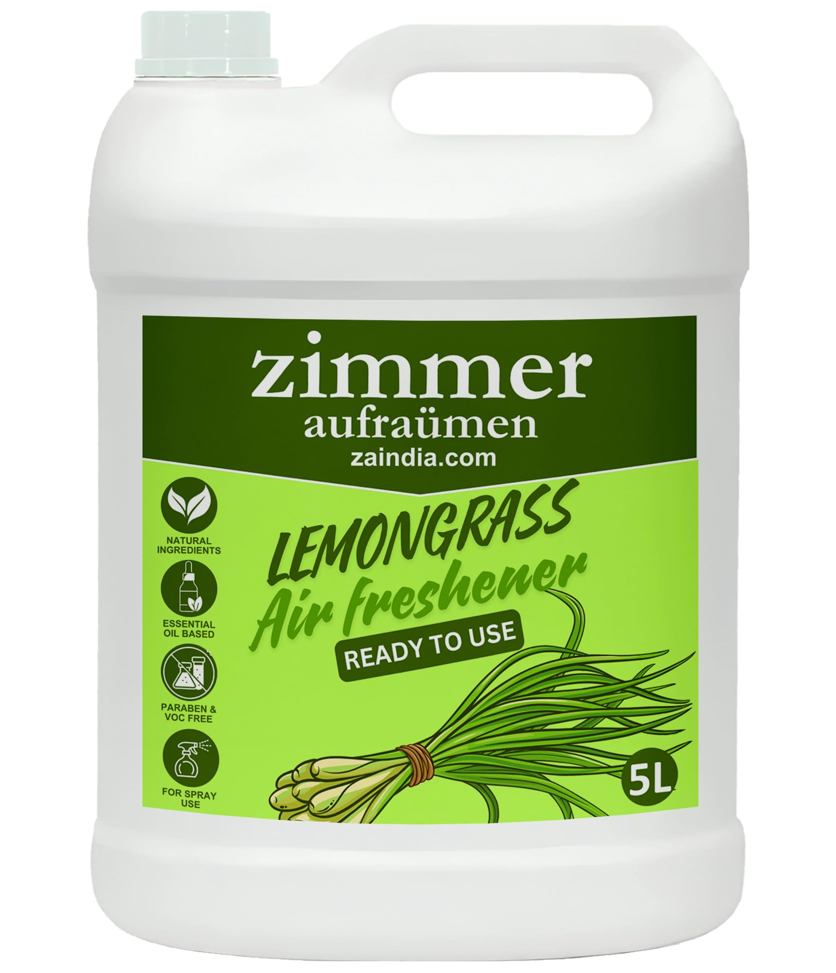 Zimmer Aufraumen Air Freshener - Lemongrass, 5L (Ready Use, Water Based) For Home, Hotels, Restaurants, Room, Bedroom, Bathroom, Toilet, Etc (B0D1GDP1TW) Amazon Price History, Amazon Price Tracker