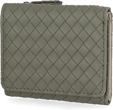 Mundi Anna Indexer Small Wallet for Women, Slim Credit Card Holder with Zipper Coin Pocket, Bifold Compact Womens Wallet with ID Window in Sage Woven