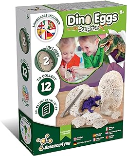 Science4you Starter Kit Oeufs des Dinosaures - Kit Scientifique pour Creuser des œufs de Dinosaures - Jeu de Paléontologie avec 2 Oeufs, Jouet Éducatif avec Dino Cadeau pour Enfants 5 6 7 8 9 Ans