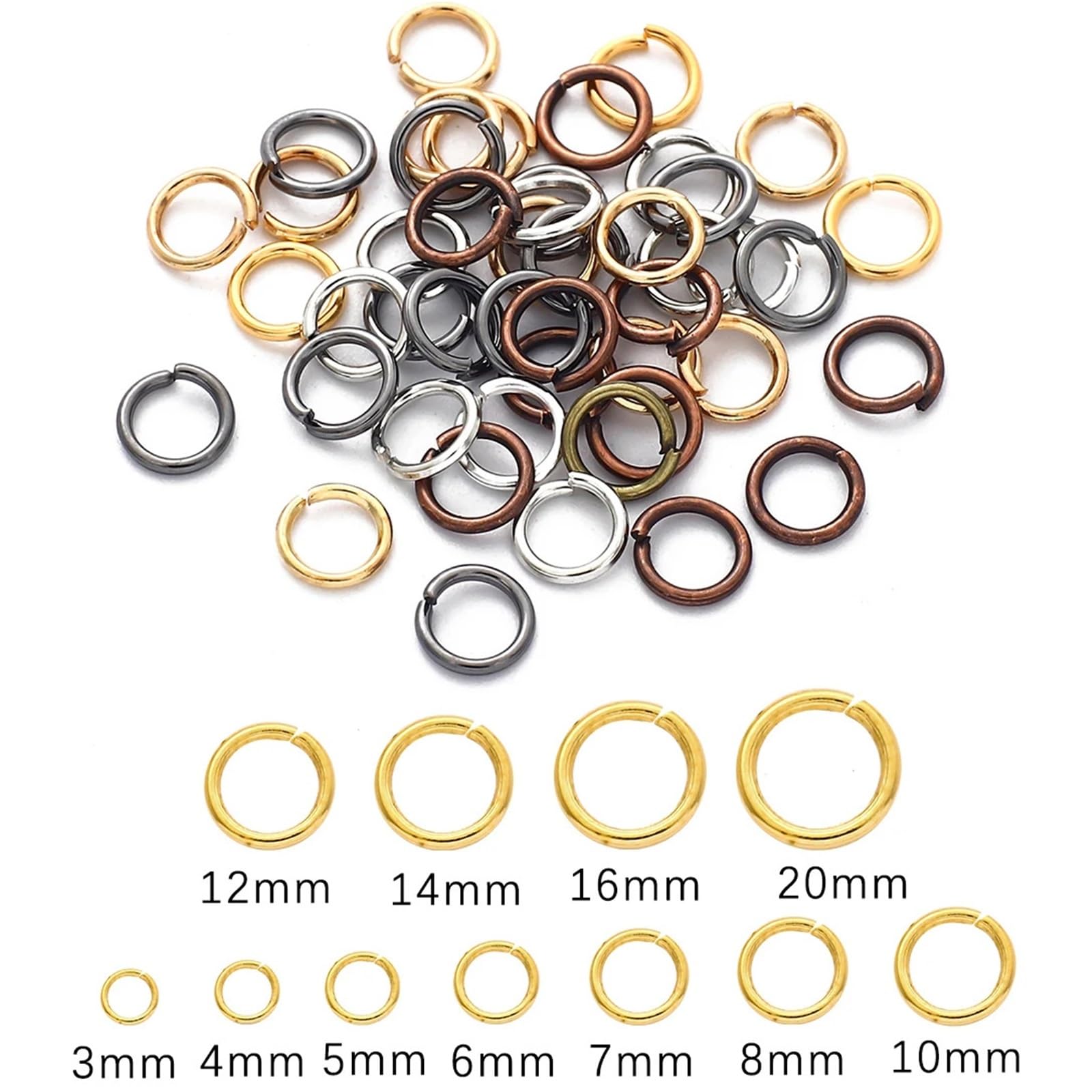 Offene Binderinge, offene Binderinge, Spaltringe für DIY-Schmuckherstellung, Zubehör (Silber, 0,8 x 7 mm, 2000 Stück)