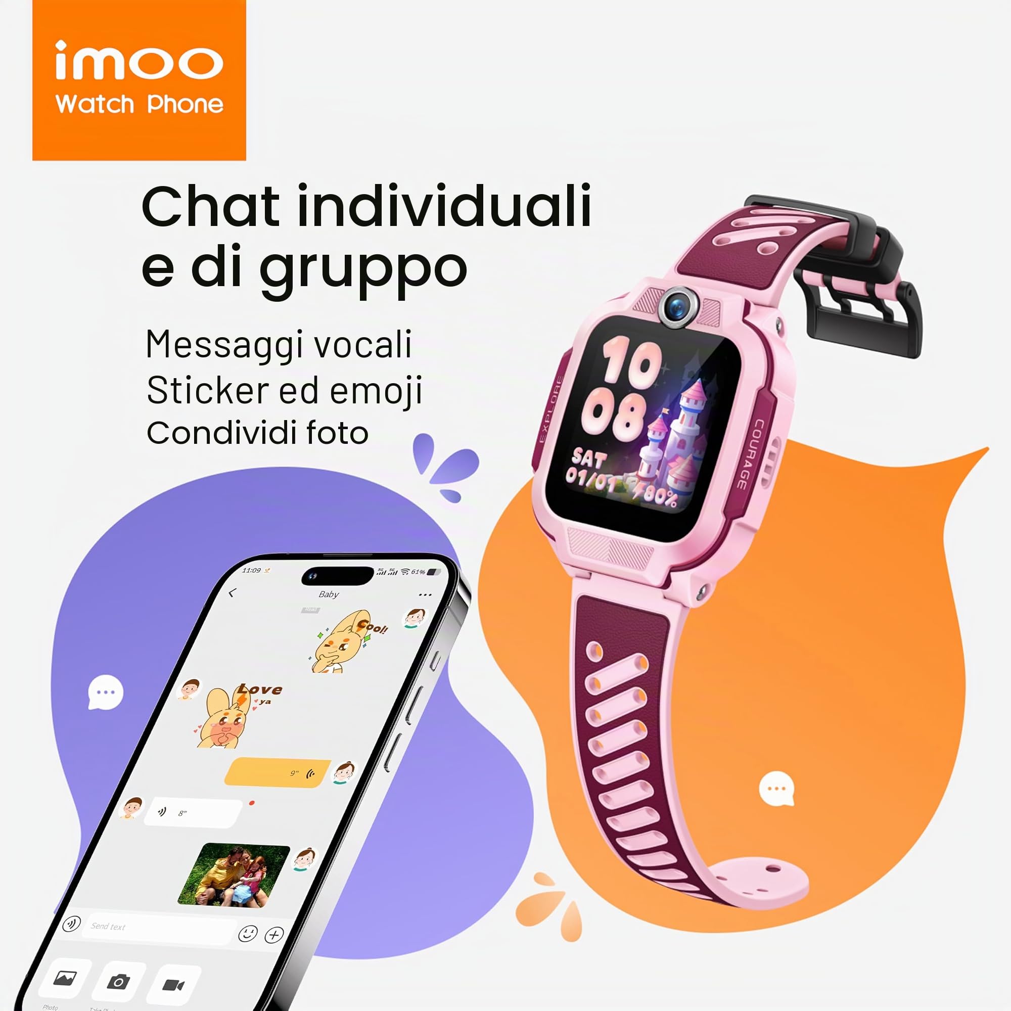 imoo Z3 Smartwatch per Bambini, Videochiamate, GPS, SIM, SOS, IPX8 | Videochiamate HD, VoLTE, Chat, Localizzazione GPS, Supporto SIM, SOS Emergenza, Impermeabile IPX8, Fotocamera, Modo Scuola