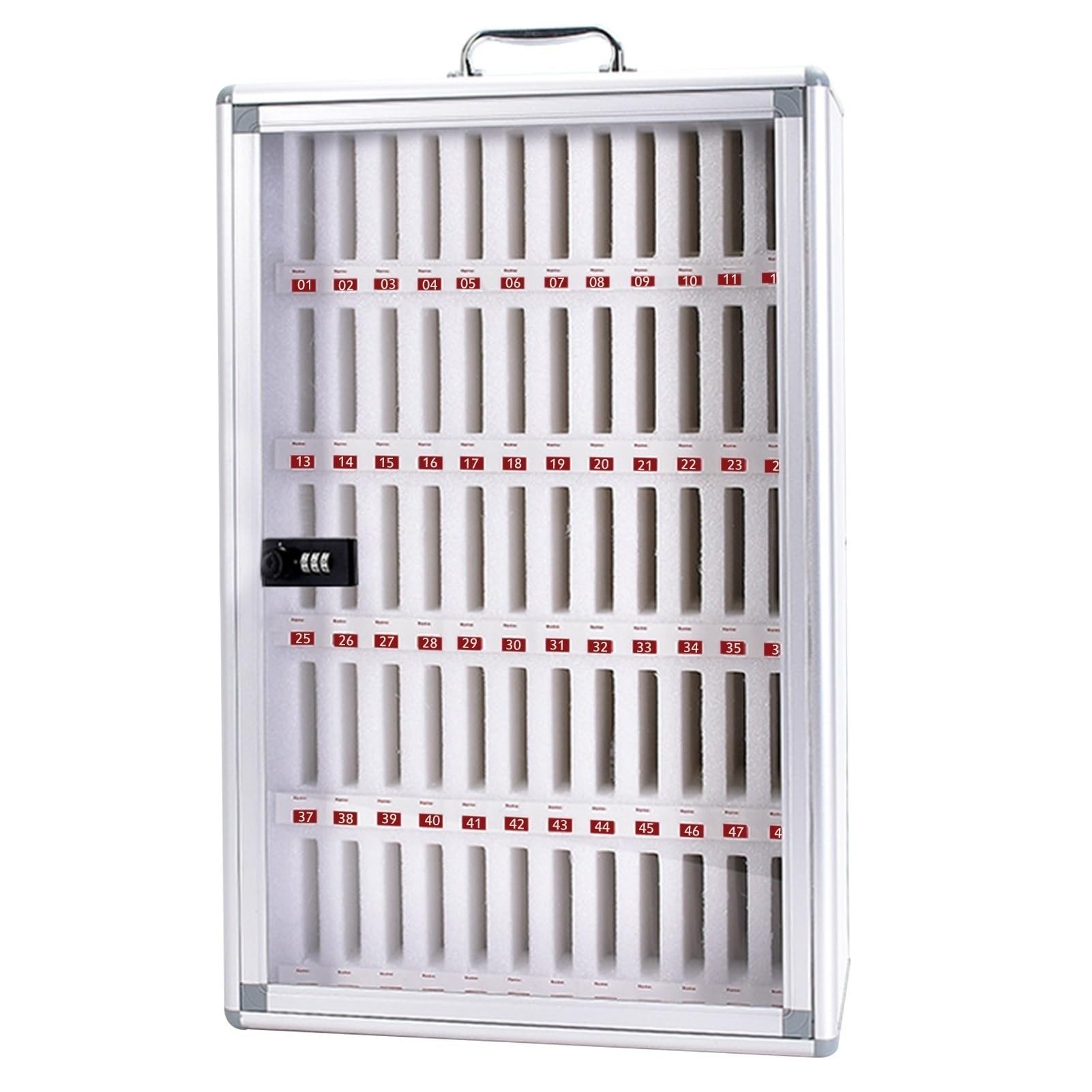 Caja para teléfonos móviles de 60 huecos con combinación para oficinas y salas de reuniones