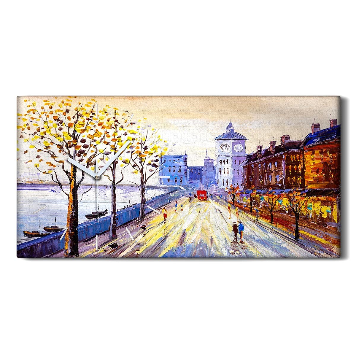 Horloge sur Toile Salon Chambre 60x30cm Décoration Art Moderne Londres