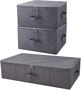 Caja De Almacenamiento Extra Larga Para Debajo De La Cama | 90x42x18 Cm | Color Negro/gris | Plegable Y Lavable