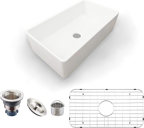 MEJE Fregadero de granja de 36 x 20 pulgadas fregadero de cocina individual fregadero de granja de cerámica blanca delantal fregadero de lavado con