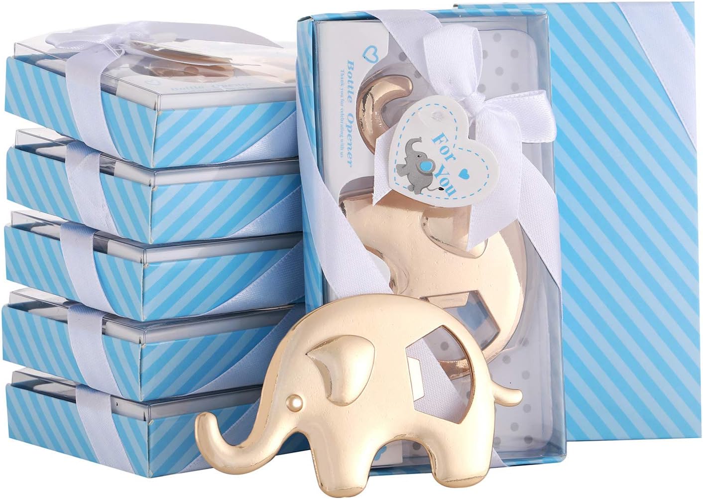 Set of 24 Elephant Bottle Opener Baby Shower Party Favor for Guests Elephant Shaped Bottle Opener Baby Shower Favors Birthday Bridal Shower Souvenirs Wedding Favor Gift (24, Blue)