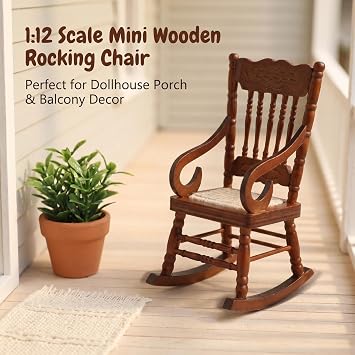 2 Pack Dollhouse Furniture 1 12 Scale Rocking Chair Miniature Accessories
