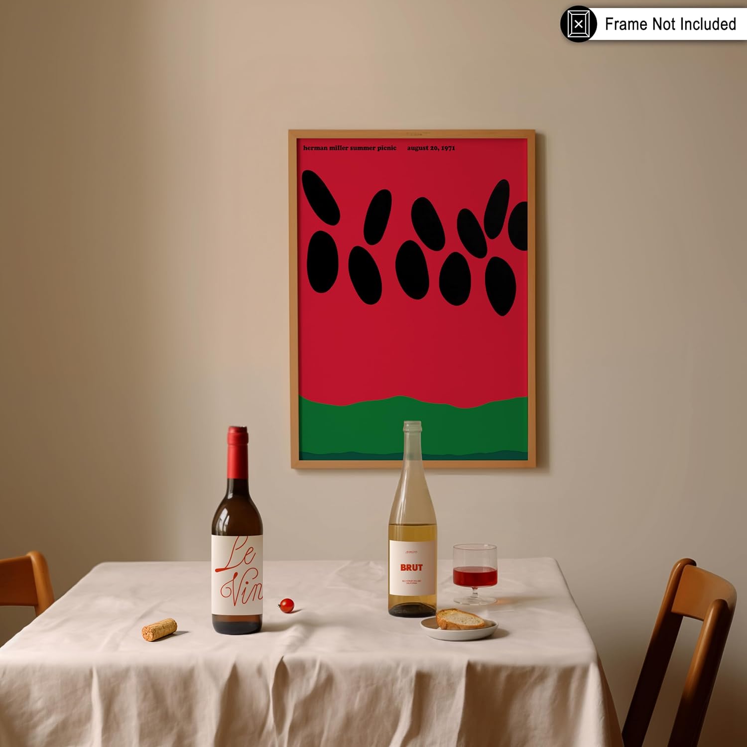 Poster Master Watermelon Print - Summer Picnic Poster - Food & Drink Art - Minimal Gift for Men & Women - Aesthetic Decor for Kitchen, Dining Room or Restaurant - 8x10 UNFRAMED Wall Art