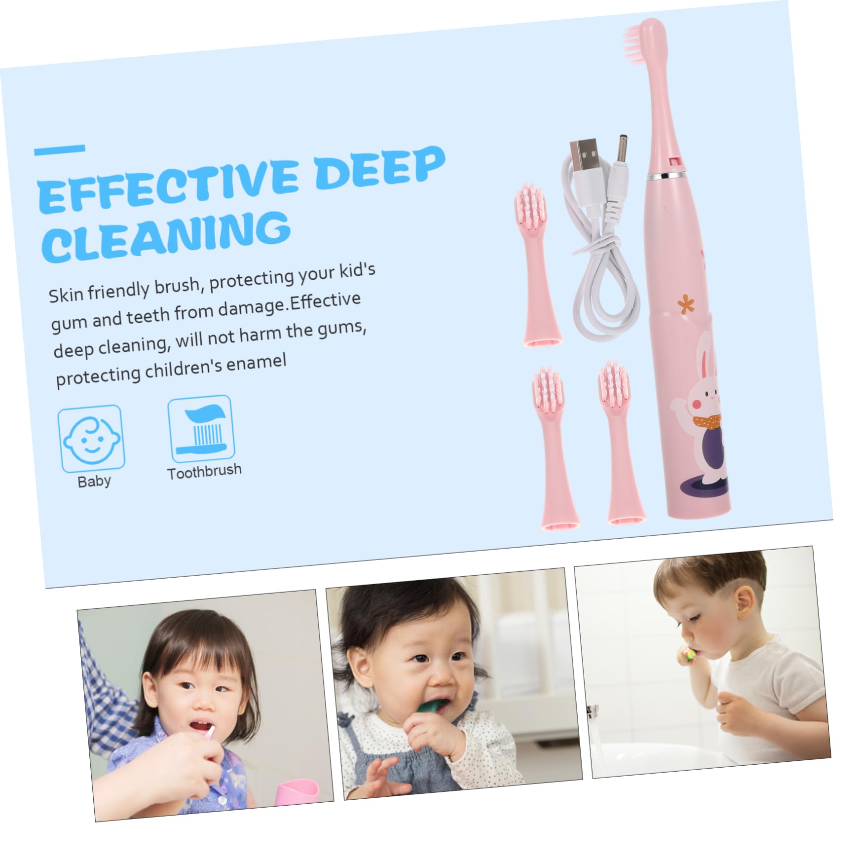 GLEAVI 2sets Spazzolino Per Cartoon Design e Portatile Per Abitudine Orale Per Rosa