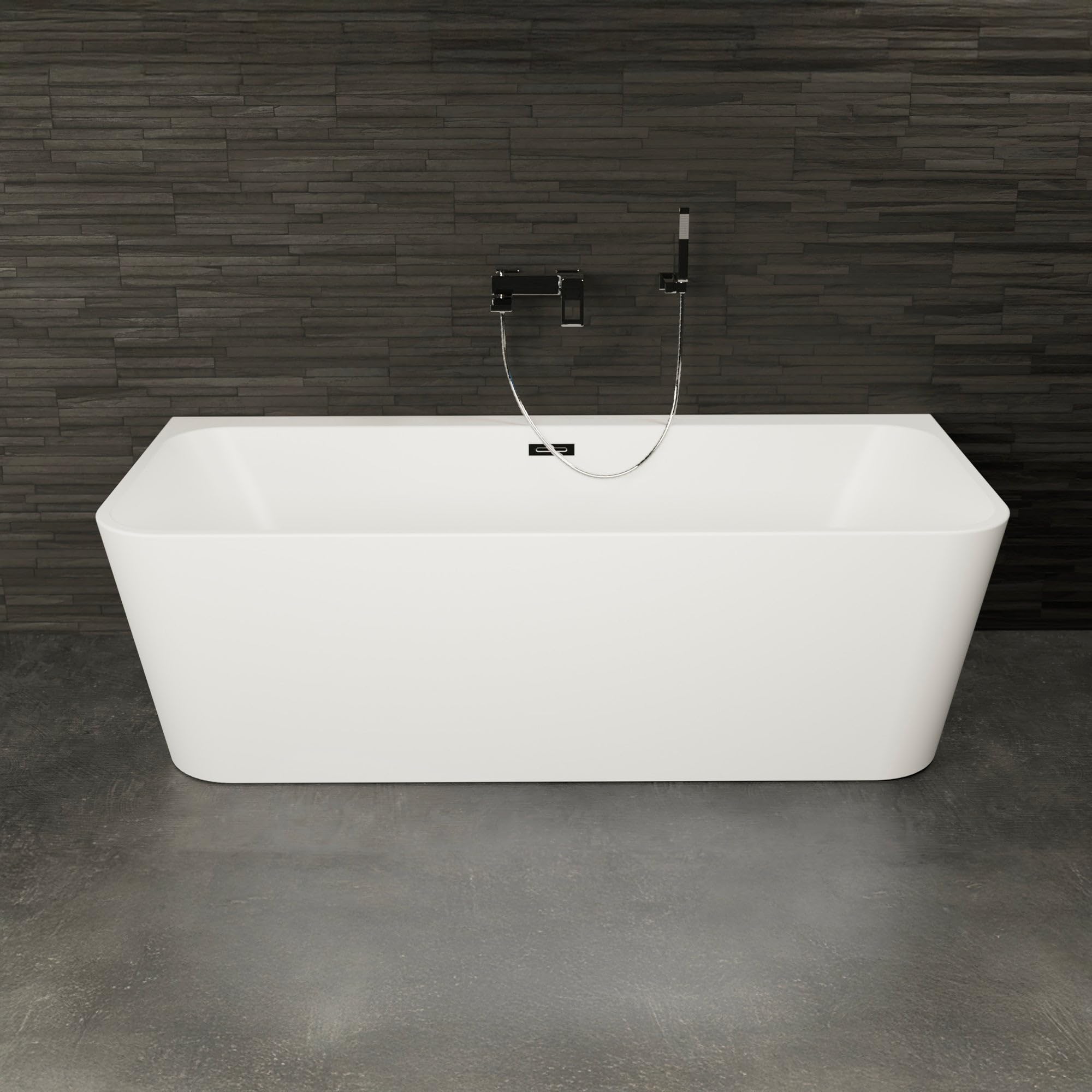 Baignoire Semi-îlot Murale Mint 180 Blanche 180 X81 X57 Cm, By Spalina