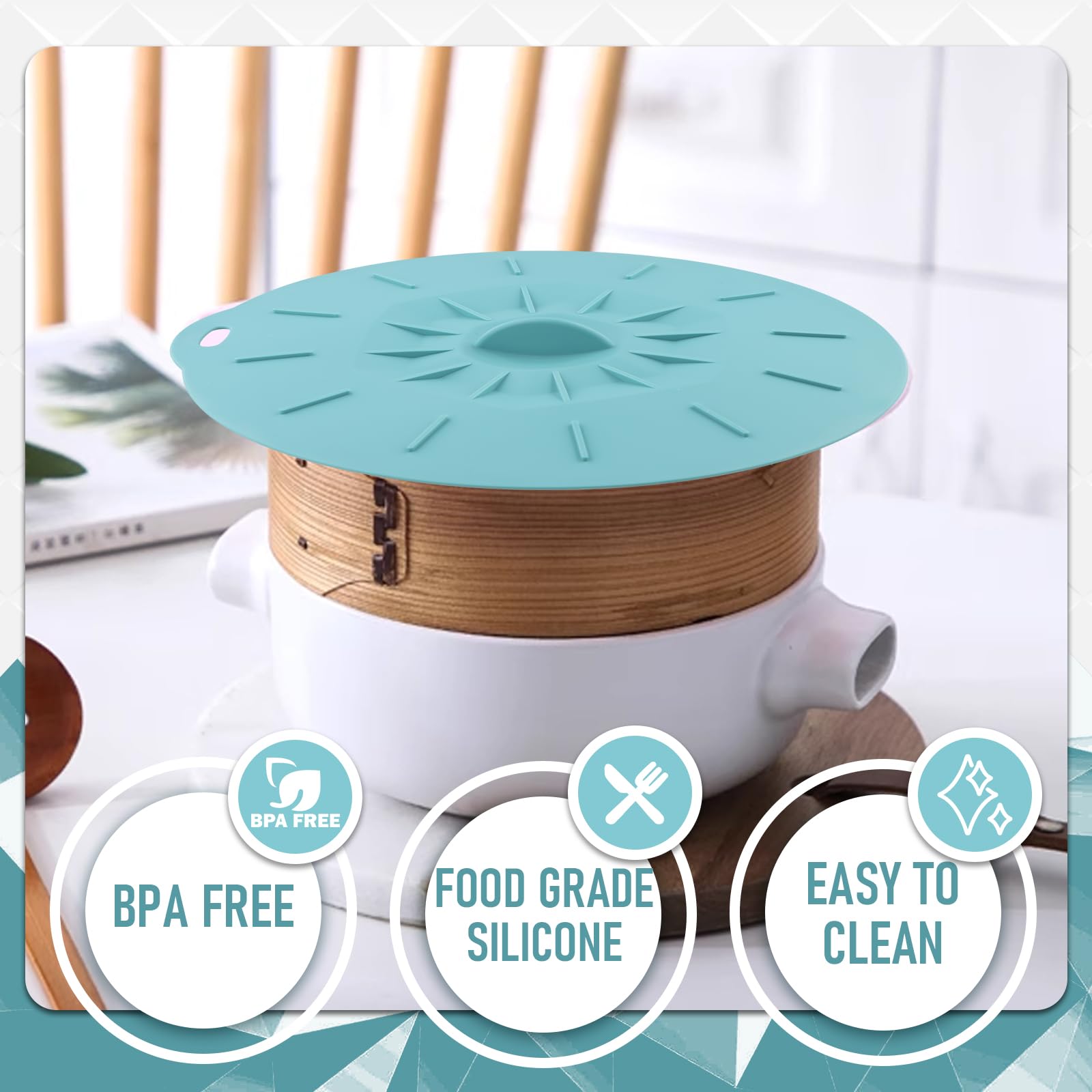 Lot de 5 couvercles en silicone réutilisables avec ventouse - 5 tailles - Résistants à la