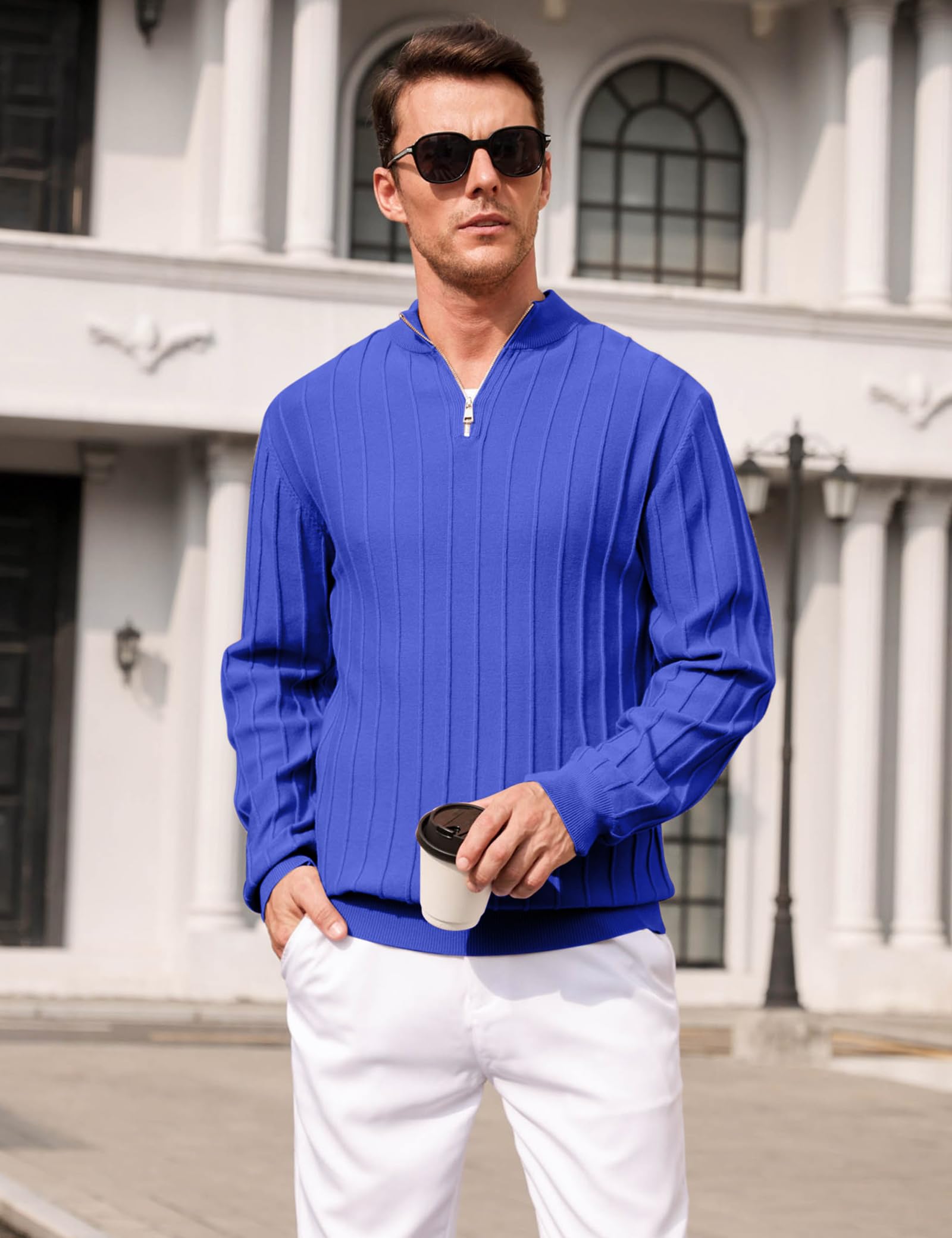iClosam Maglione Uomo Invernali Collo Alto con Zip Pullover Giacca in Maglia Maglione Pullover Invernale Tenere Caldo