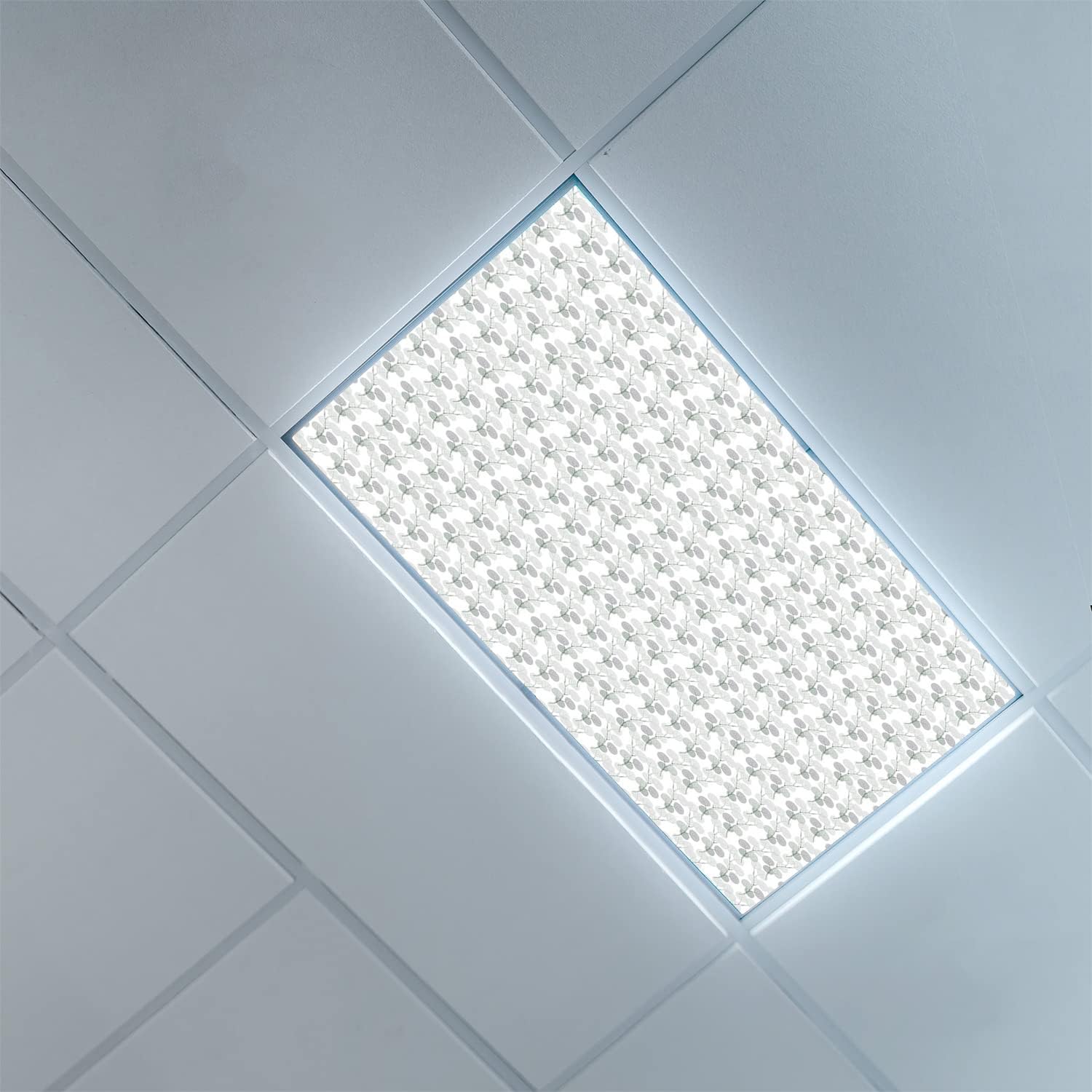 Lorougei Fluorescent Light Covers for Classroom OfficeLeaf Pattern