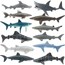 ONEST 12 Pieces Ocean Shark Figurines Playset Mini Sea Animal Figurines Realistic Detailed Plastic Ocean Sea Animal Figures
