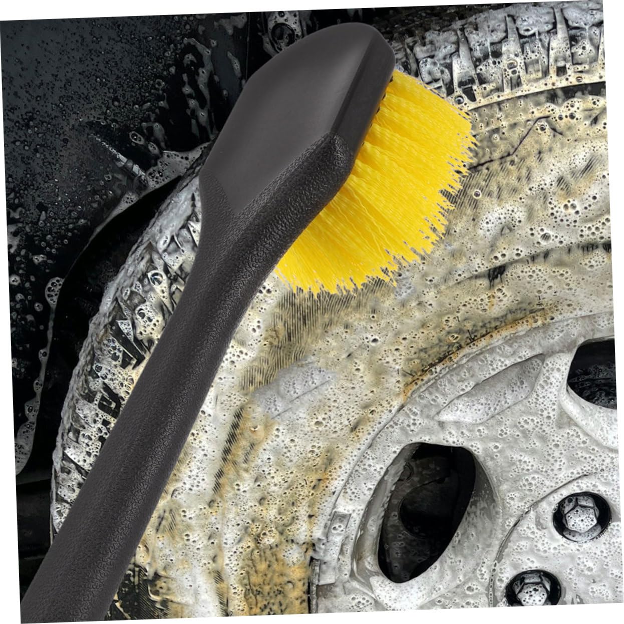 SOIMISS 2pezzi Spazzola per Pulizia Cerchi Auto Manico Setole Resistenti Kit per Detailing Auto e Pulizia Pneumatici Rimuove Sporco Efficacemente