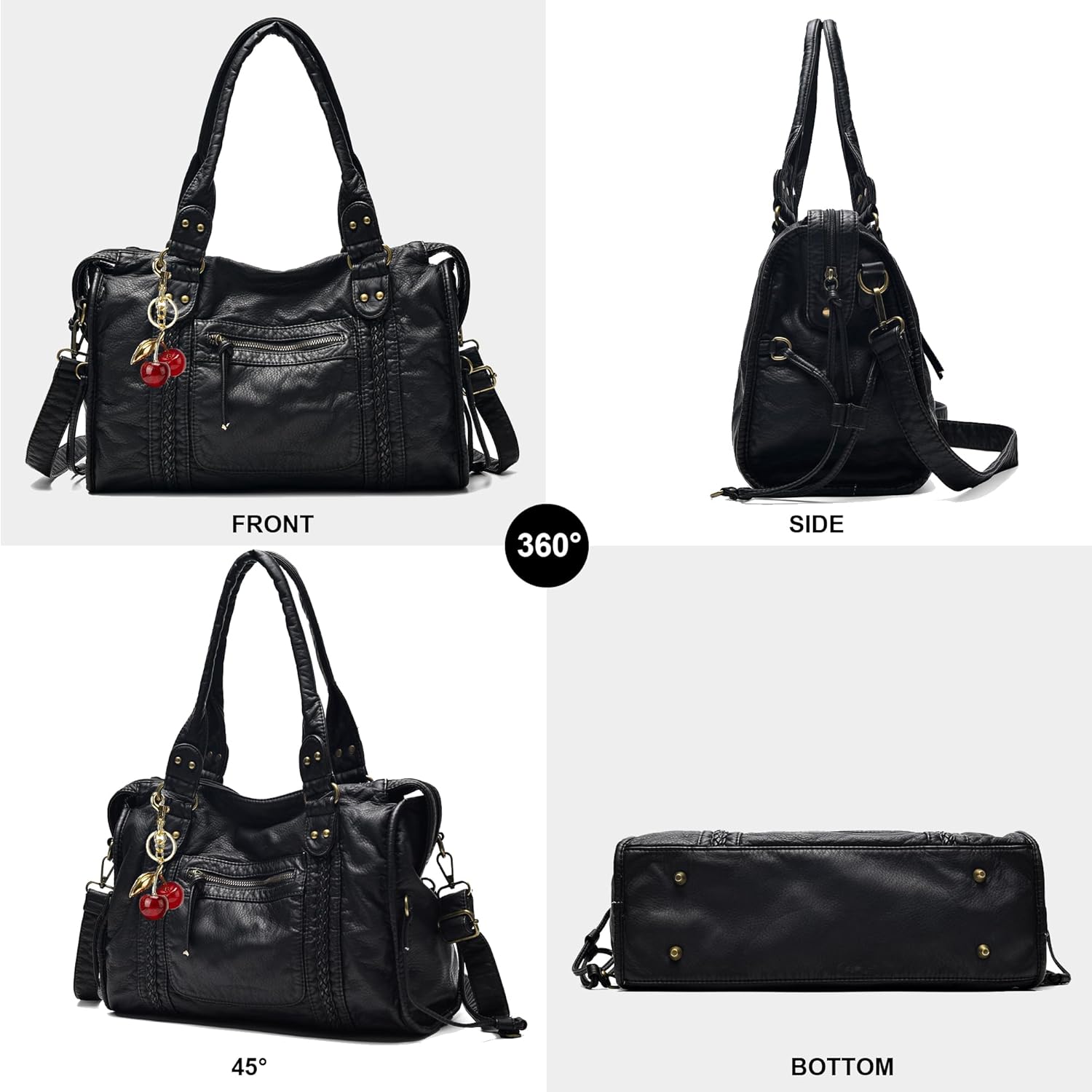 Crossbody Bag for Women,Large Vintage Washed Leather Handbag Purse,Y2K Summer Hobo 2025 Shoulder Work Bags - Image 4