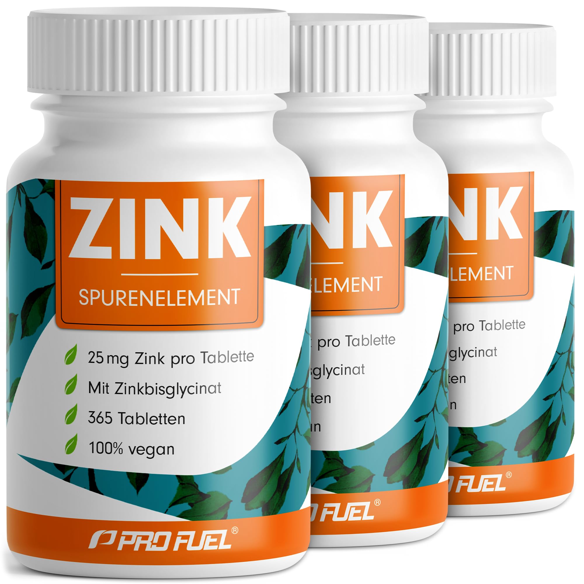 Zink 25mg - 3x365 Tabletten (vegan) mit Zinkbisglycinat (Zink-Chelat) für höchste Bioverfügbarkeit - laborgeprüft mit Zertifikat - optimal hochdosiert - Vorratspack für die Familie - ProFuel