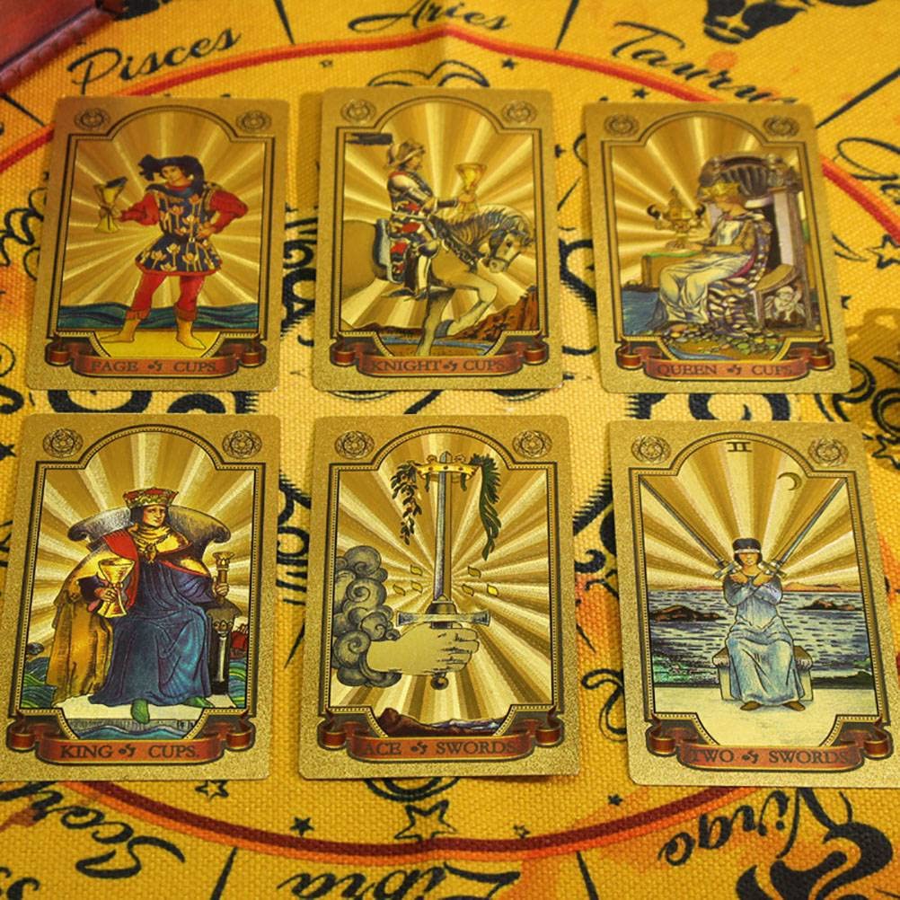 GIBZ Tarot Deck – 78 Cartes Dorées, Livre Guide, Nappe Et Coffret – Idéal Débutants – Collection Ou Divination