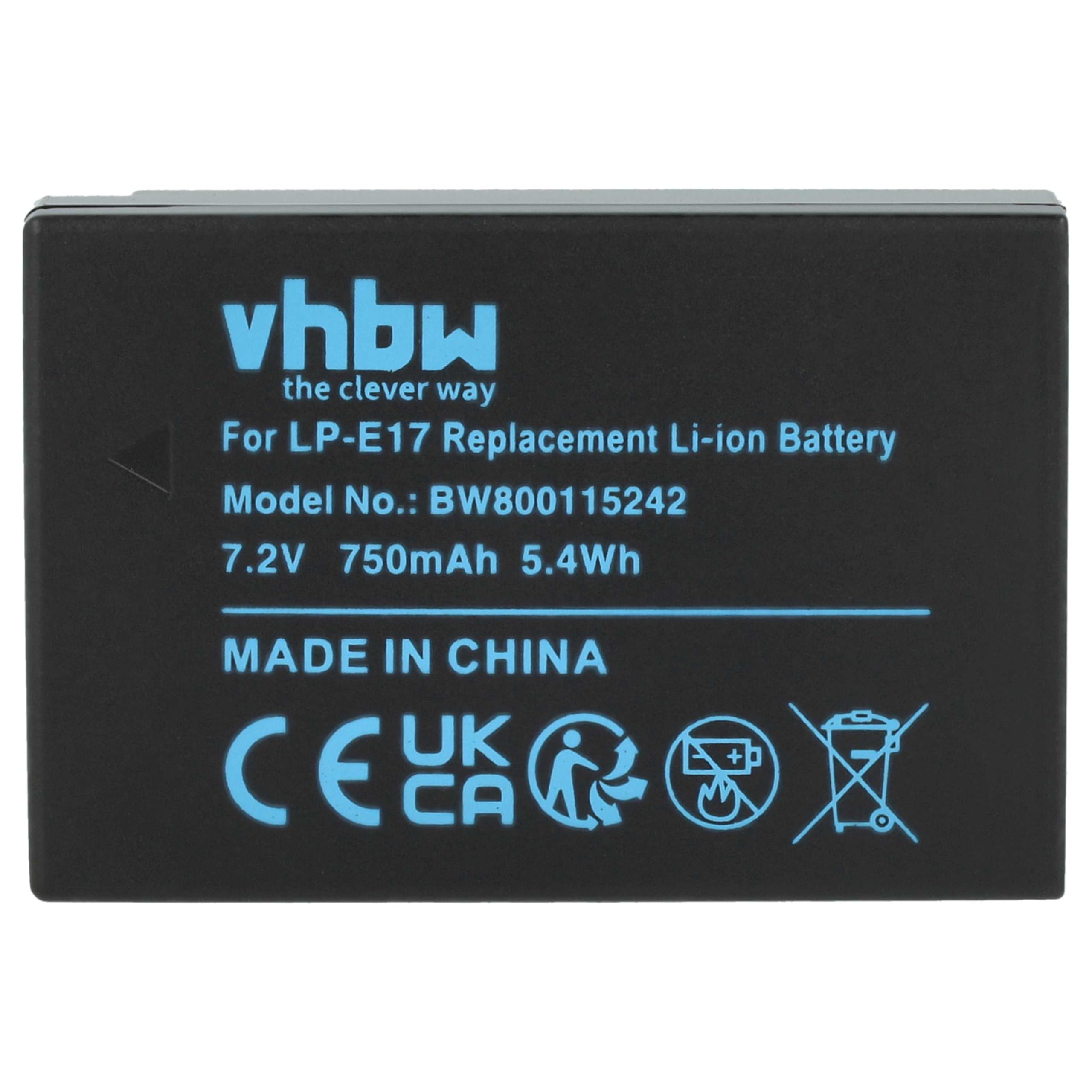 vhbw 3x batteria compatibile con Canon EOS Kiss X8i, 8000D, 800D, 250D, 77D | per Kiss X10, 750D, 850D, 200D, 760D fotocamera (750mAh, 7,2V, Li-Ion)