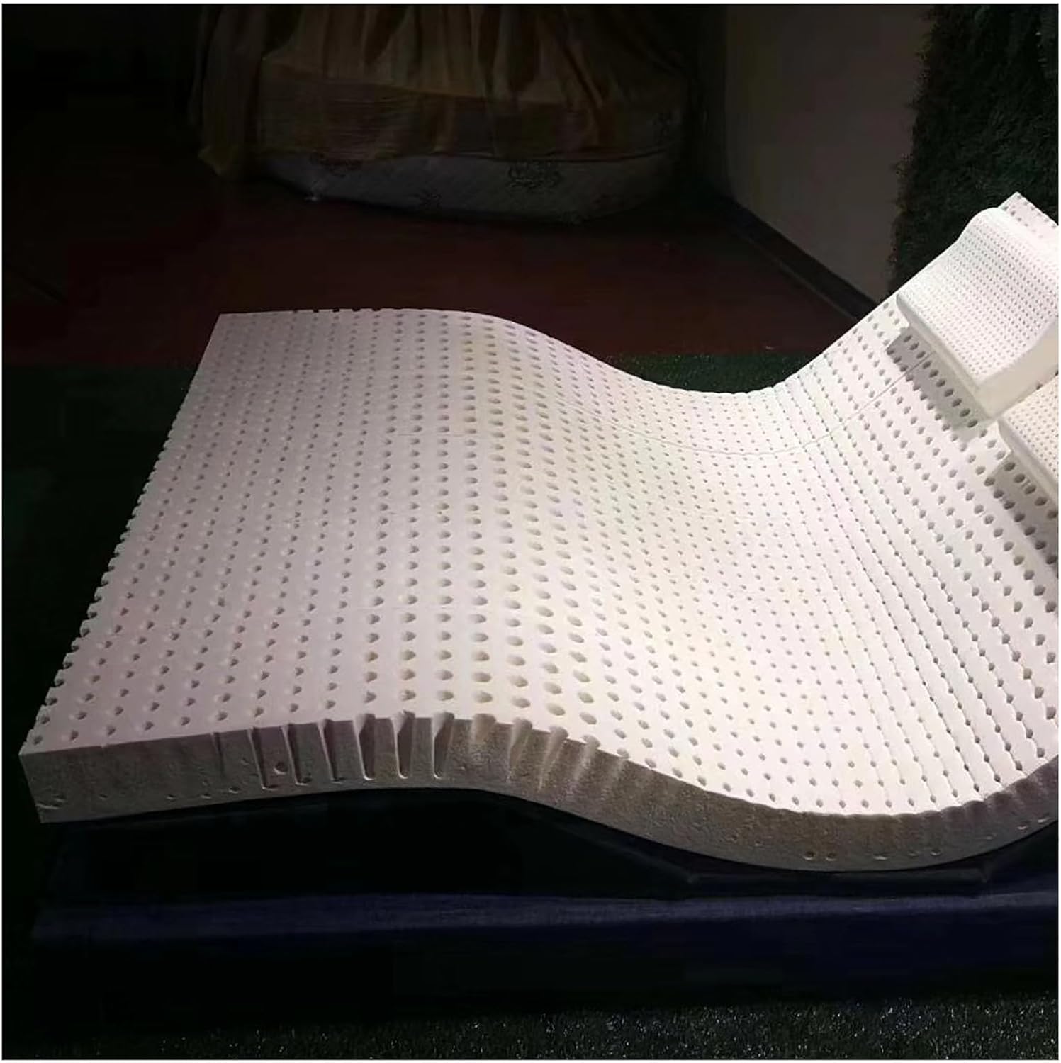 100% Natural OrgaLatex Mattress Topper, 7-Zone Firm Support with Pressure Relief, Eco-Friendly Green Hybrid Foam Topper, Full Size 54"×75"×1" for Comfort and Sleep Quality.