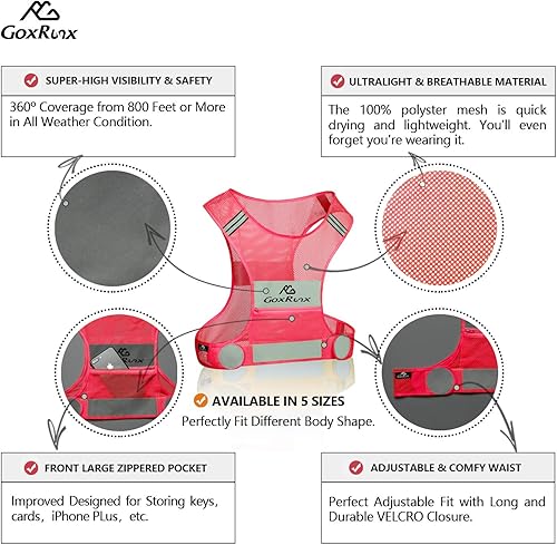 Miniatura 9 de GoxRunx Chaleco reflectante para correr, chalecos de seguridad ligeros y reflectantes con bandas para el brazo