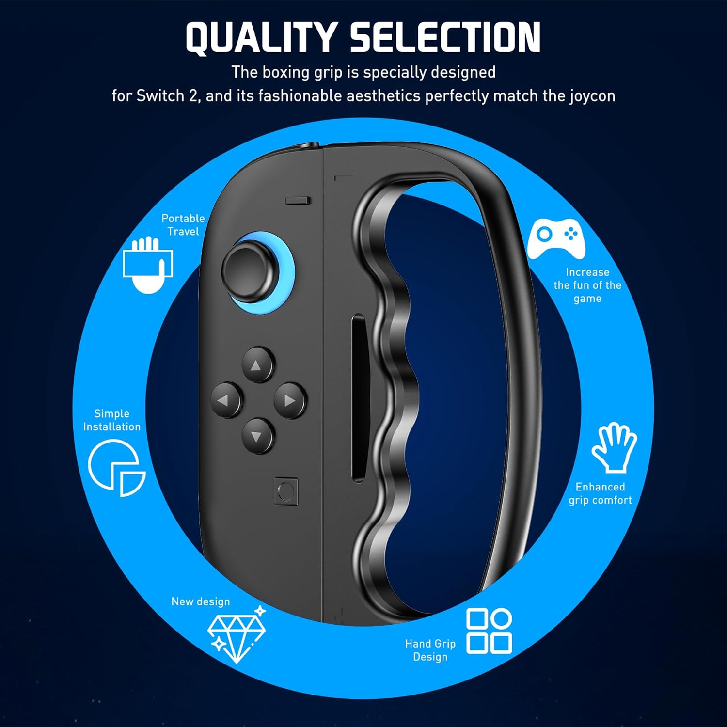 FUNDIARY Fitness Boxing Controller Grip for Nintendo Switch 2(2025), Grips Accessories Bundle Compatible with Switch 2 Sports Games with Comfort Hand Grips Controller Fit for Boy and Girl - Black & Black - Image 2