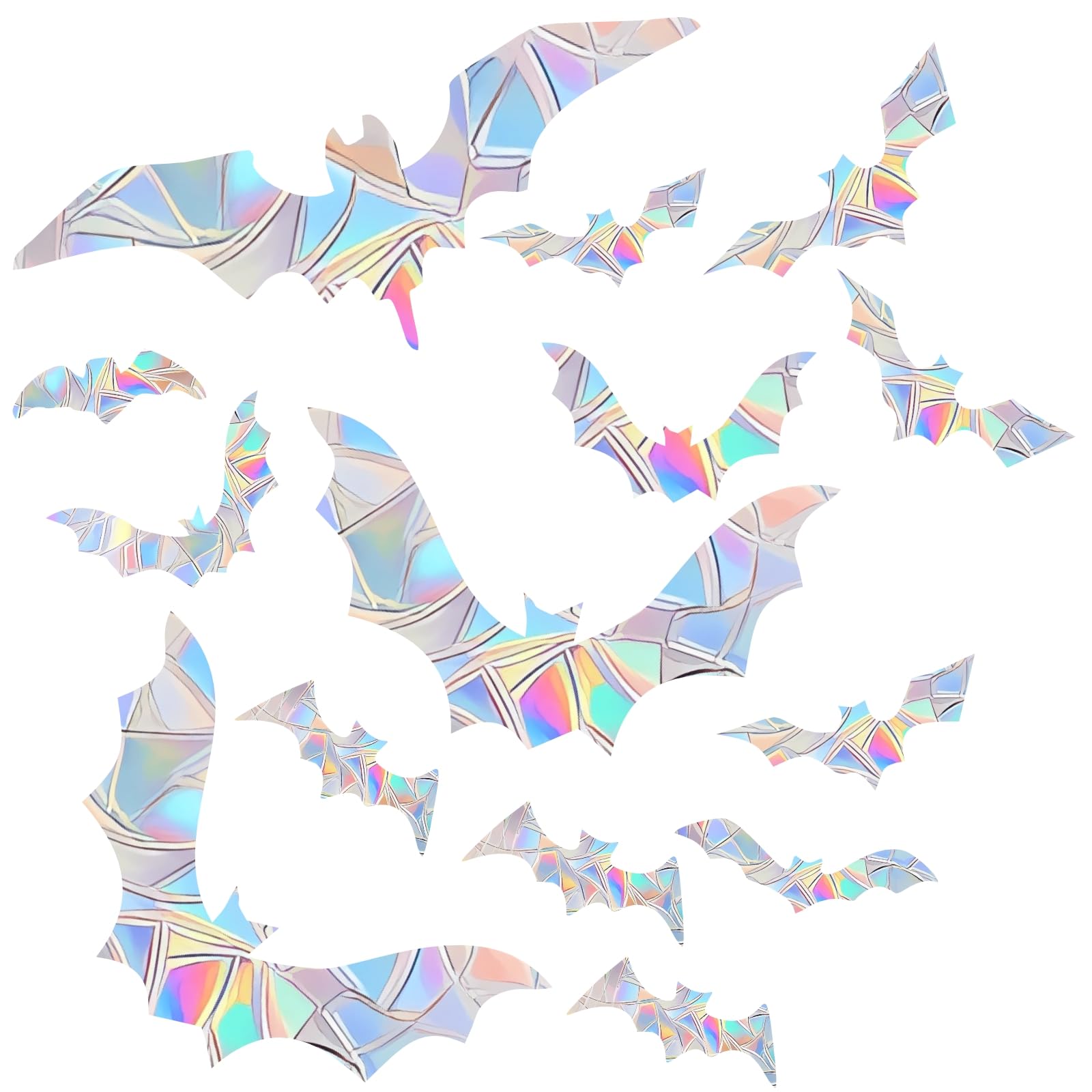 45PCS Halloween Bat Decoration Stickers for Bird Strikes - Anti-Collision Window Decals to Save Birds From Collisions, Non-Adhesive Reusable Vinyl Rainbow Stickers