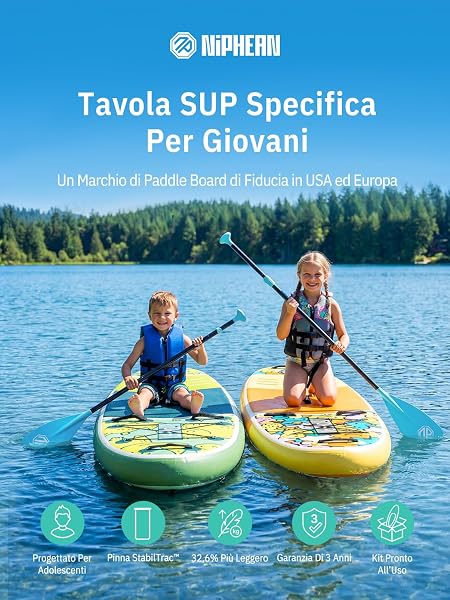 Niphean (Extra Grande) Tavola SUP Gonfiabile per 2+1 Persone/Famiglia, Stand Up Paddle Board con (Facile per Principianti) Ala Bilanciata, Custodia Impermeabile, SUP Gonfiabile Adulti, Idee Regalo - 2