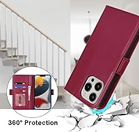 Vista 199 de Havaya Funda para iPhone 13 Pro Max y iPhone 12 Pro Max, cartera compatible con magsaf 2 en 1, desmontable magnética con tarjetero y ranura trasera