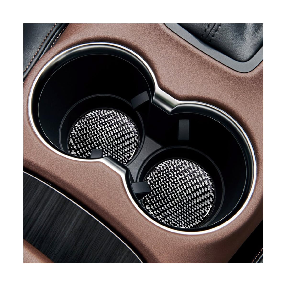 WevdnWevdn 2 PCS Car Cup Holder Coaster, 2.76 Inch Car Carbon Fiber Anti Slip Embedded Coasters, Sports Racing Cup Holder Insert Coaster Pad, Universal Interior Car Accessories (Black)
