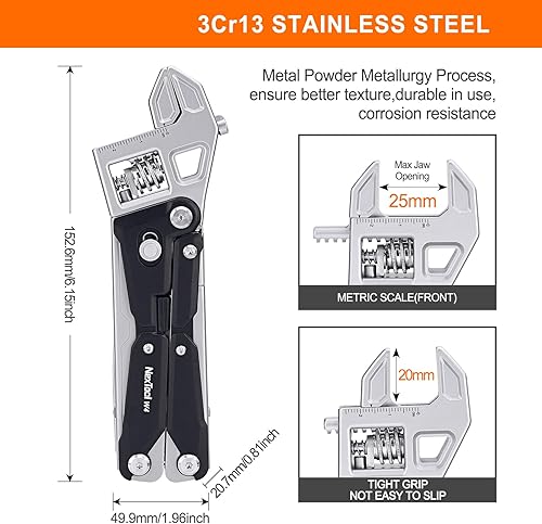 Miniatura 3 de NexTool W4 - Llave de trinquete ajustable multiherramienta, herramienta EDC plegable 11 en 1 con alicates, cuchillo, sierra y destornillador,