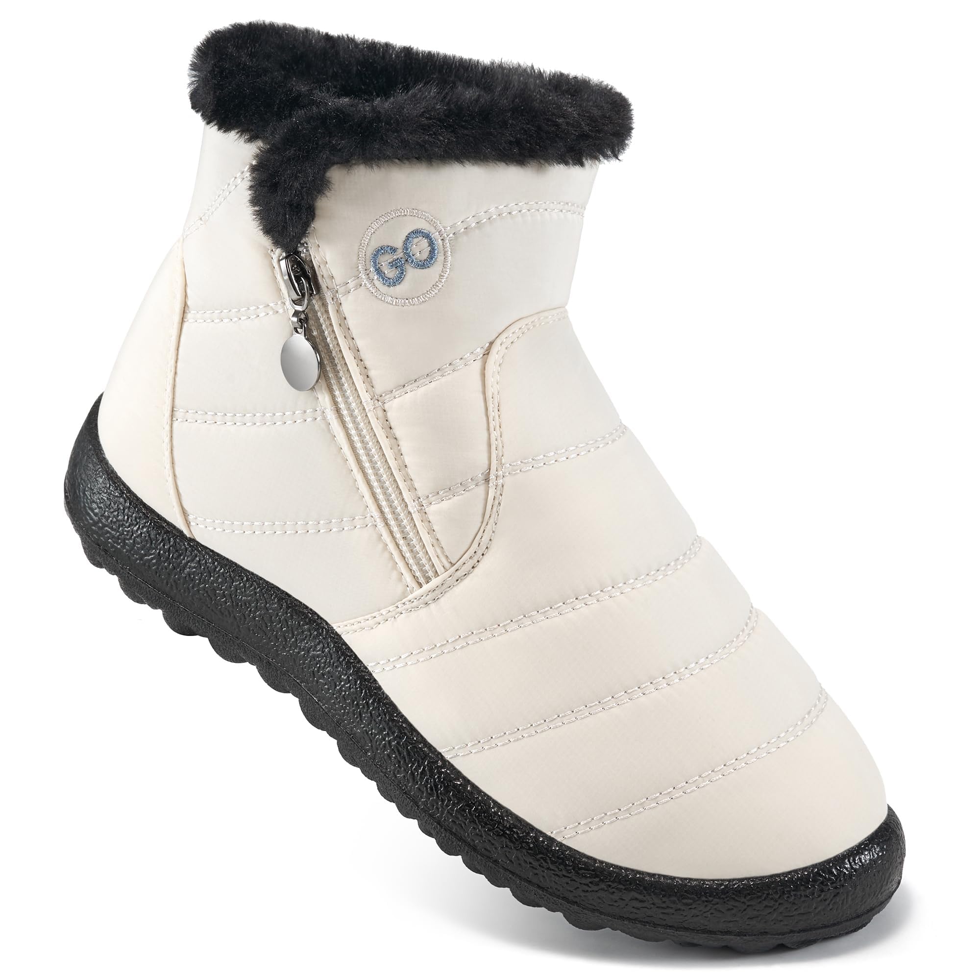 DUOYANGJIASHA Snow Boots for Women Winter Warm Ankle Booties Waterproof Comfortable Slip On Outdoor Fur Lined Lining Zipper