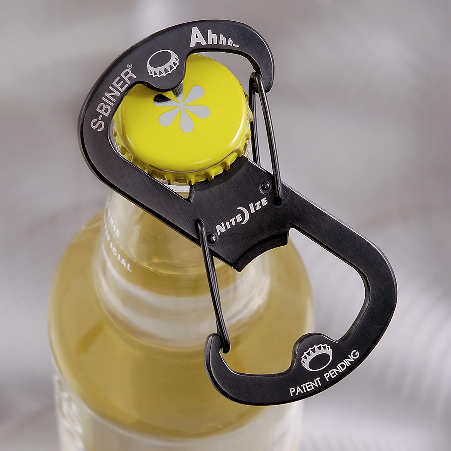 Limited Stock Nite Ize Ahhh Dual Bottle Opener, S-Biner Dual Carabiner with Double-Sided Bottle Openers, Black