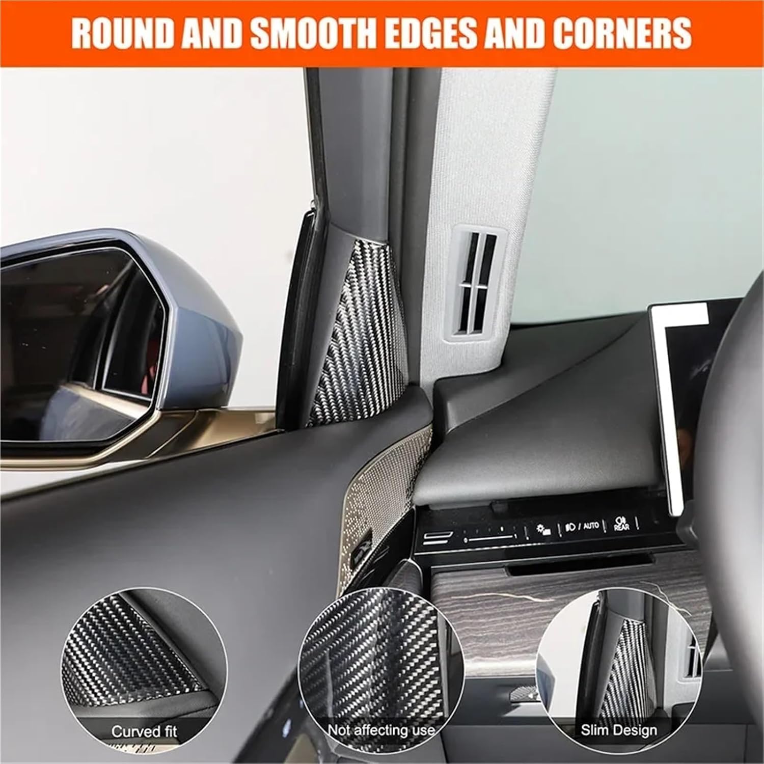 Compatible with BMW 5 Series G60 2024 2025+ Soft Carbon Fiber Car Inner Door A-Pillar Trim Panel Decorative Stickers Interior Accessories(Red Carbon Fiber)
