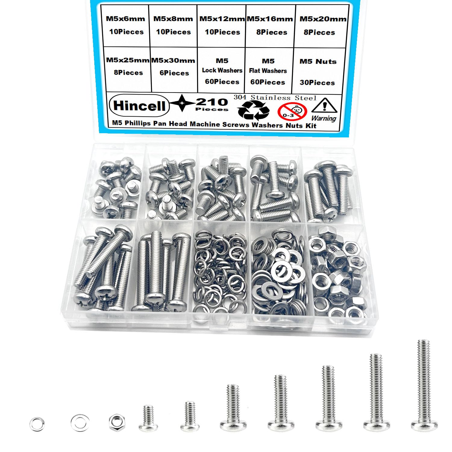 540pcs M3 Stainless Steel Screws, Nuts & Washers Kit -13 540pcs M3 Stainless Steel Screws, Nuts & Washers Kit -13