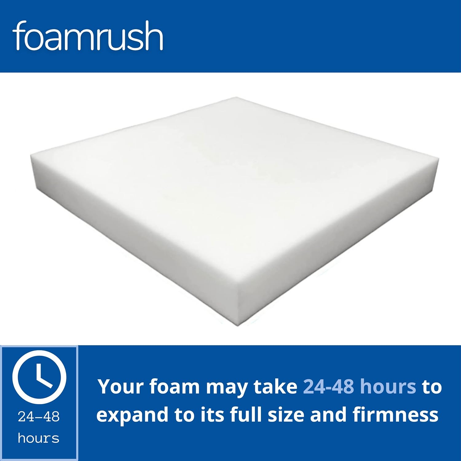FoamRush 6" H x 26" W x 26" L High Density Upholstery Foam Cushion, Square Foam for Dining Chairs, Chair & Wheelchair Seat Cushion Replacement