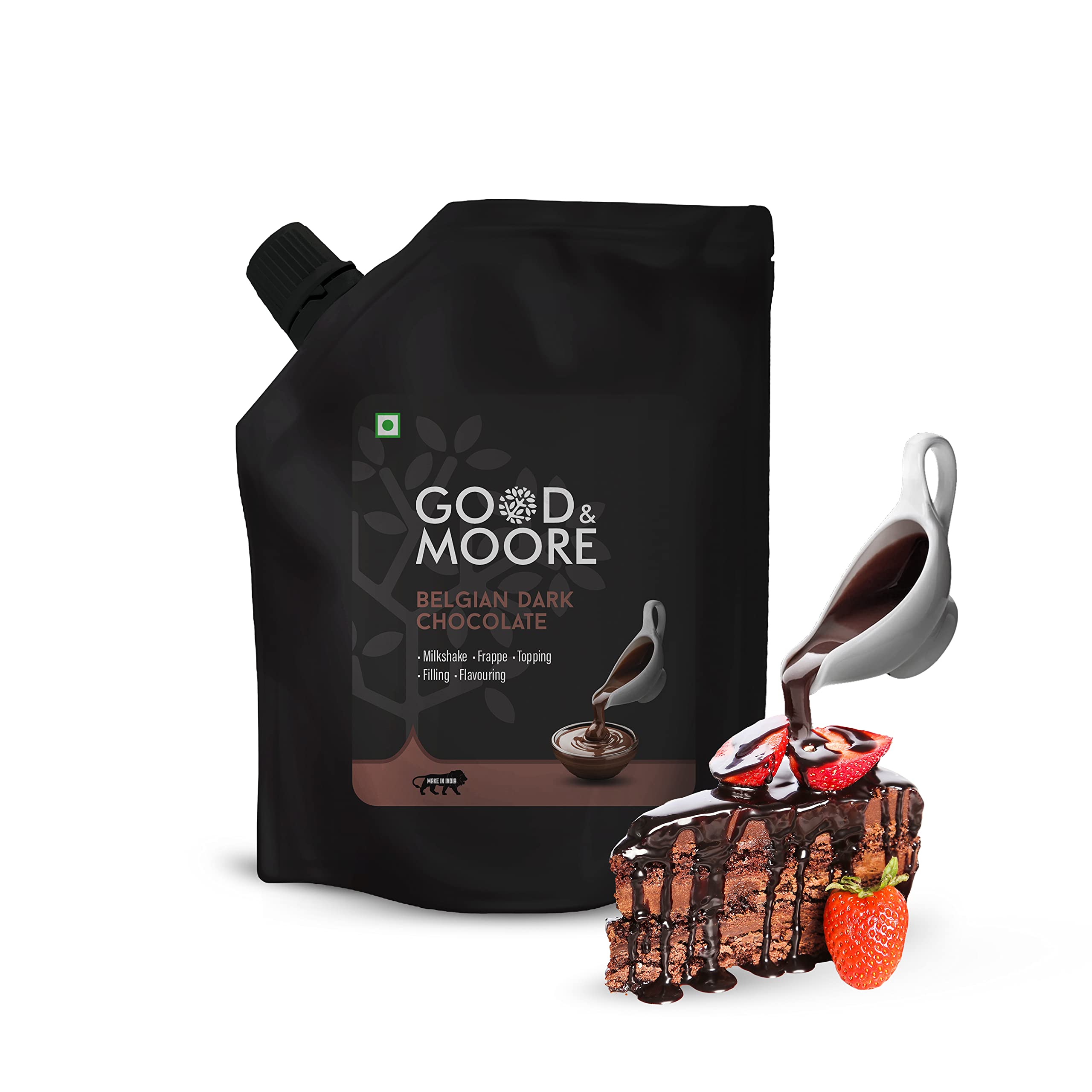 GOOD&MOORE Belgian Dark Chocolate Sauce | With Real Belgian Dark Chocolate | Chocolate Syrup | For Toppings, Fillings, Cookies, Cakes, Garnishing, and More | 200ml (B099NB6NQT) Amazon Price History, Amazon Price Tracker