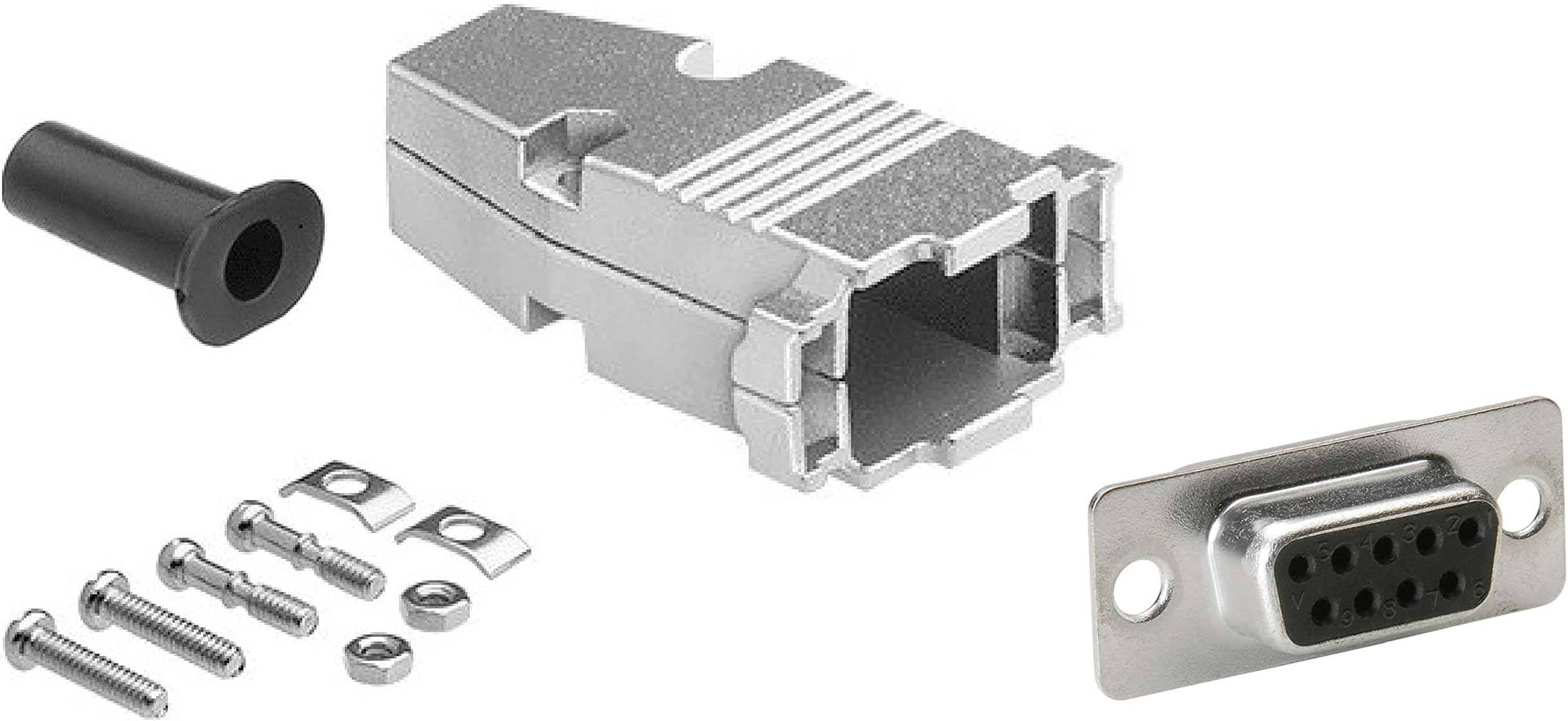 D-Sub Solder Type Shielded Metal Hood DIY Kit (DB9, Female)