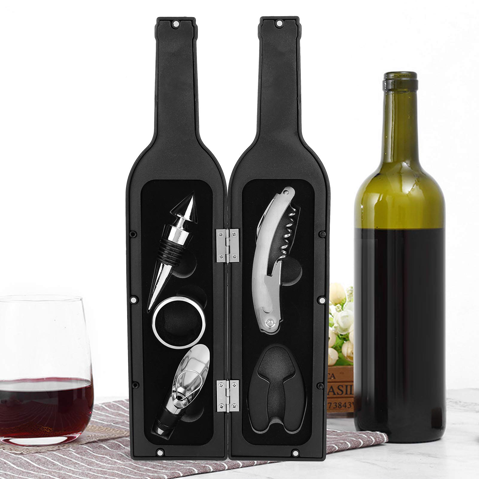 Gavigain 5Pcs Wine Opener Set, Wine Aerator Pourer, Air Pressure Wine Bottle Opener Reusable Wine Bottle Openers with Accessories for Kitchen Party Gifts