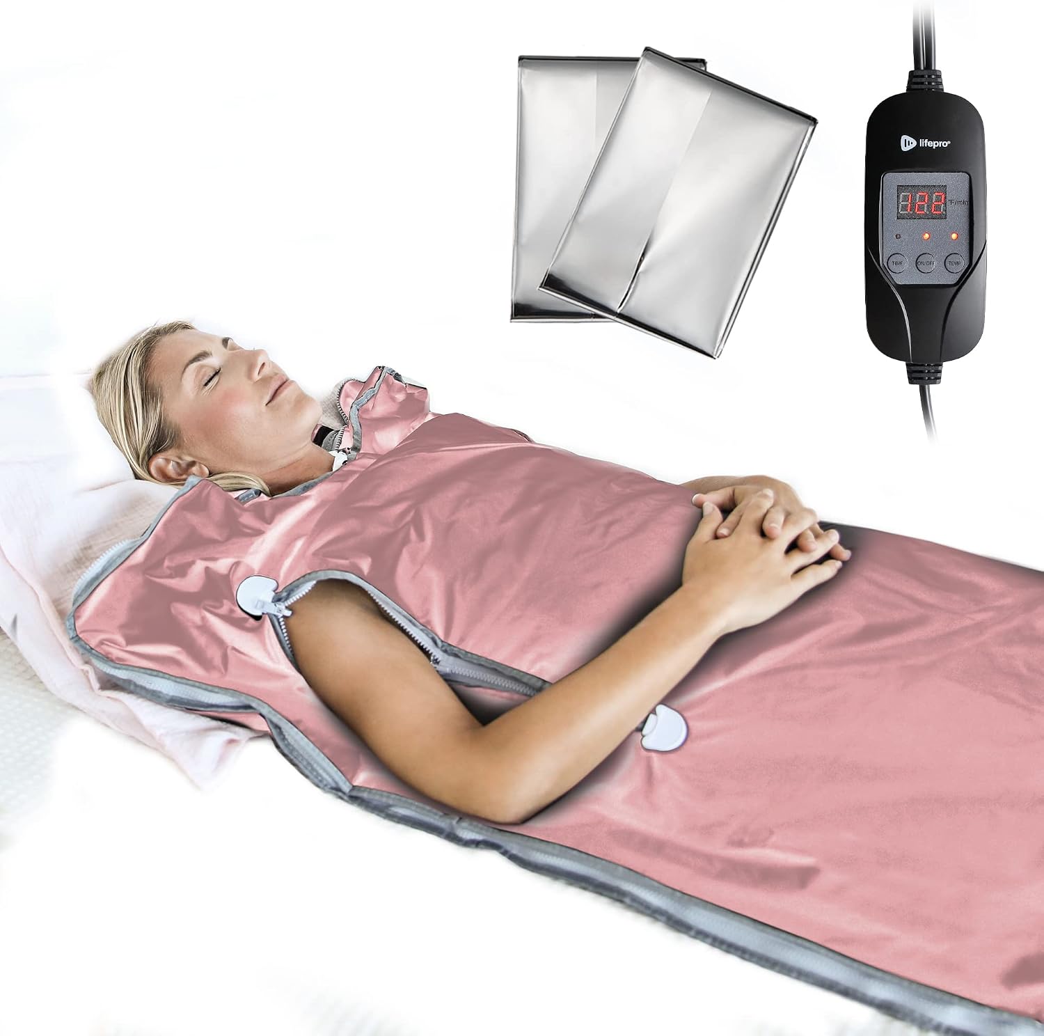 LifePro Sauna Blanket for Detoxification - Portable Far Infrared Sauna for Home Detox Calm Your Body and Mind (Regular Pink)