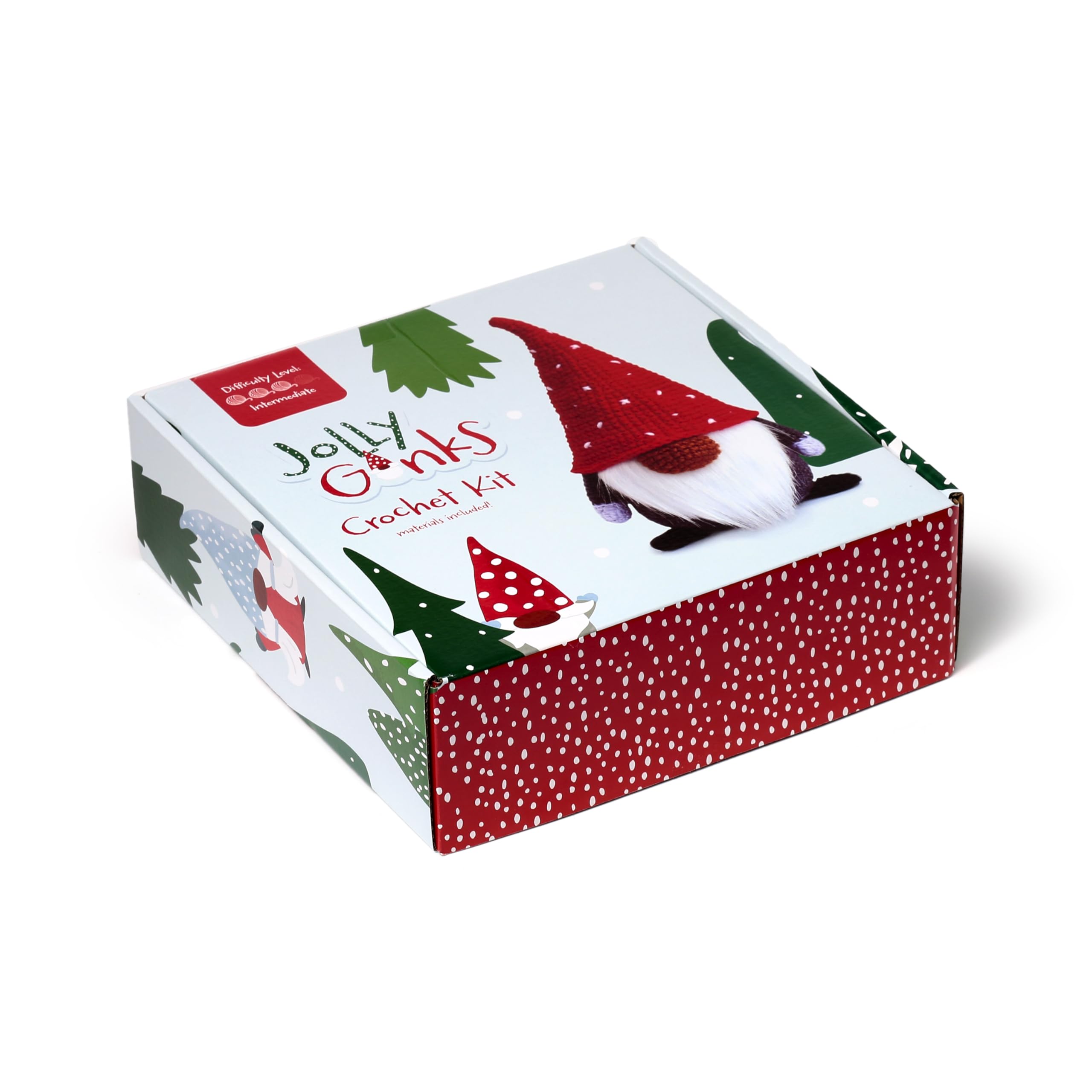 Jolly Gonks Christmas Gonk Crochet Kit DIY Festive Craft Set with Wool & Hook