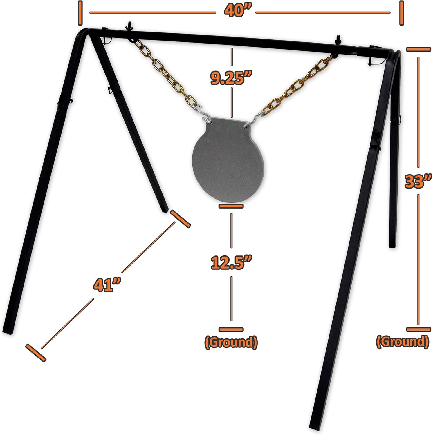 Copper Ridge Outdoors AR500 Target - 10 in. Steel Gong with Stand - Portable Shooting Target Stand, Quick Setup Without Tools, 40 W x 33 in. H Stand, Steel Targets for Shooting