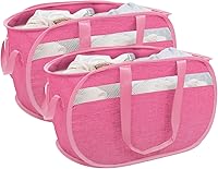 Vista 9 de Cesta plegable para la ropa sucia duradera con 2 compartimentos para clasificar y almacenar, cesta portátil para ropa sucia para dormitorio, cuarto