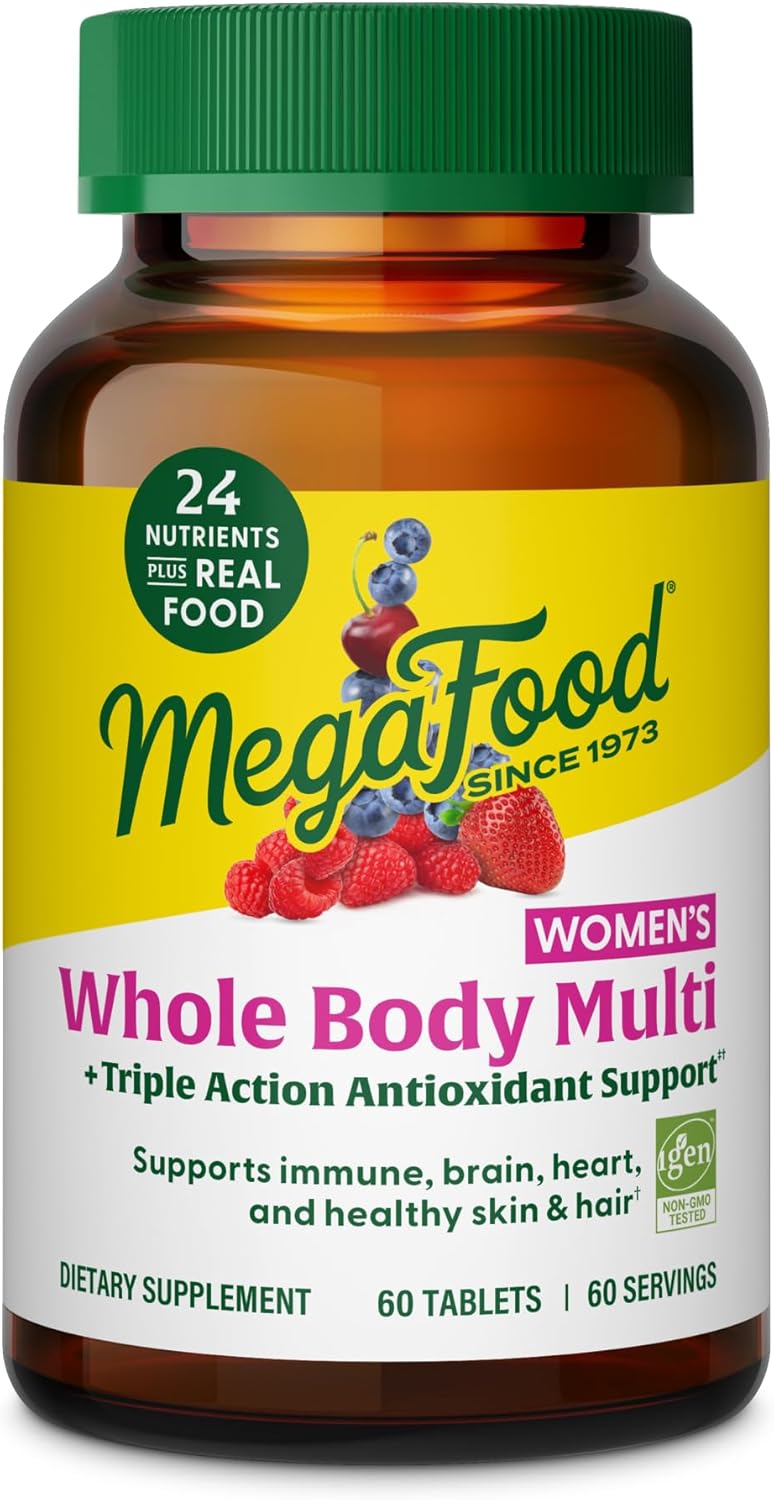 MegaFood Whole Body Methylated Multivitamin for Women – Womens Multivitamin with Magnesium Glycinate, Biotin & Methylcobalamin B12 Vitamins – Daily Energy & Immune Support – 60 Tablets, 60 Servings